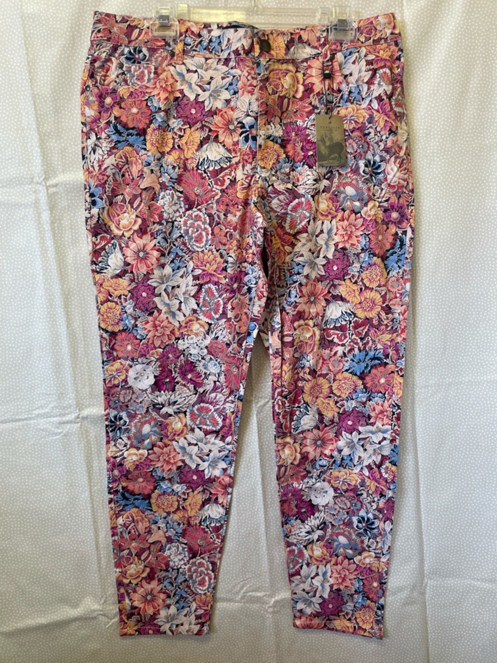 Peruvian Connection Primavera Floral Pants Size 14 NWT Deadstock Boho w/ Pockets